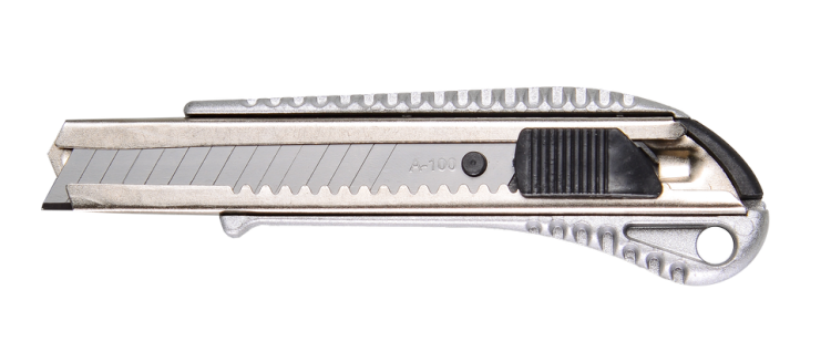 Нож с выдвижным лезвием 18 мм, металлический корпус, металлическая направляющая, автоматический фиксатор, Вихрь в Москве 